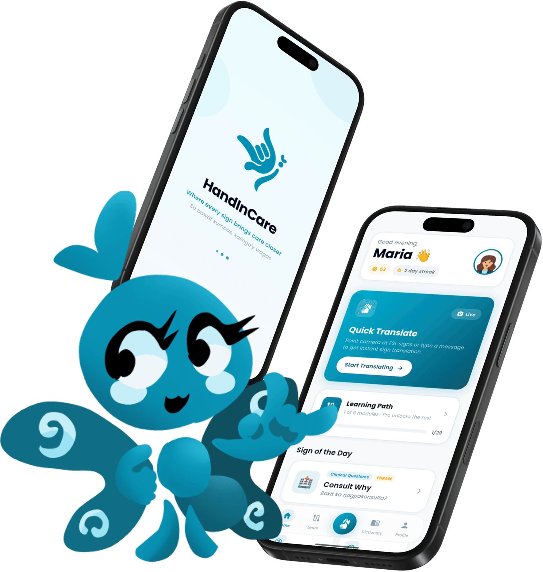 HandInCare app home screen